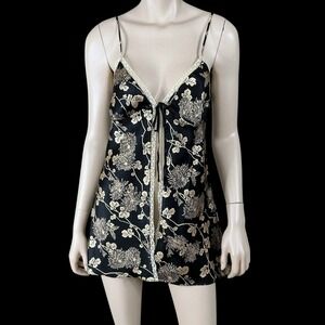 Victorias Secret Women Small Small Black Satin Babydoll Nightie Adjustable Strap